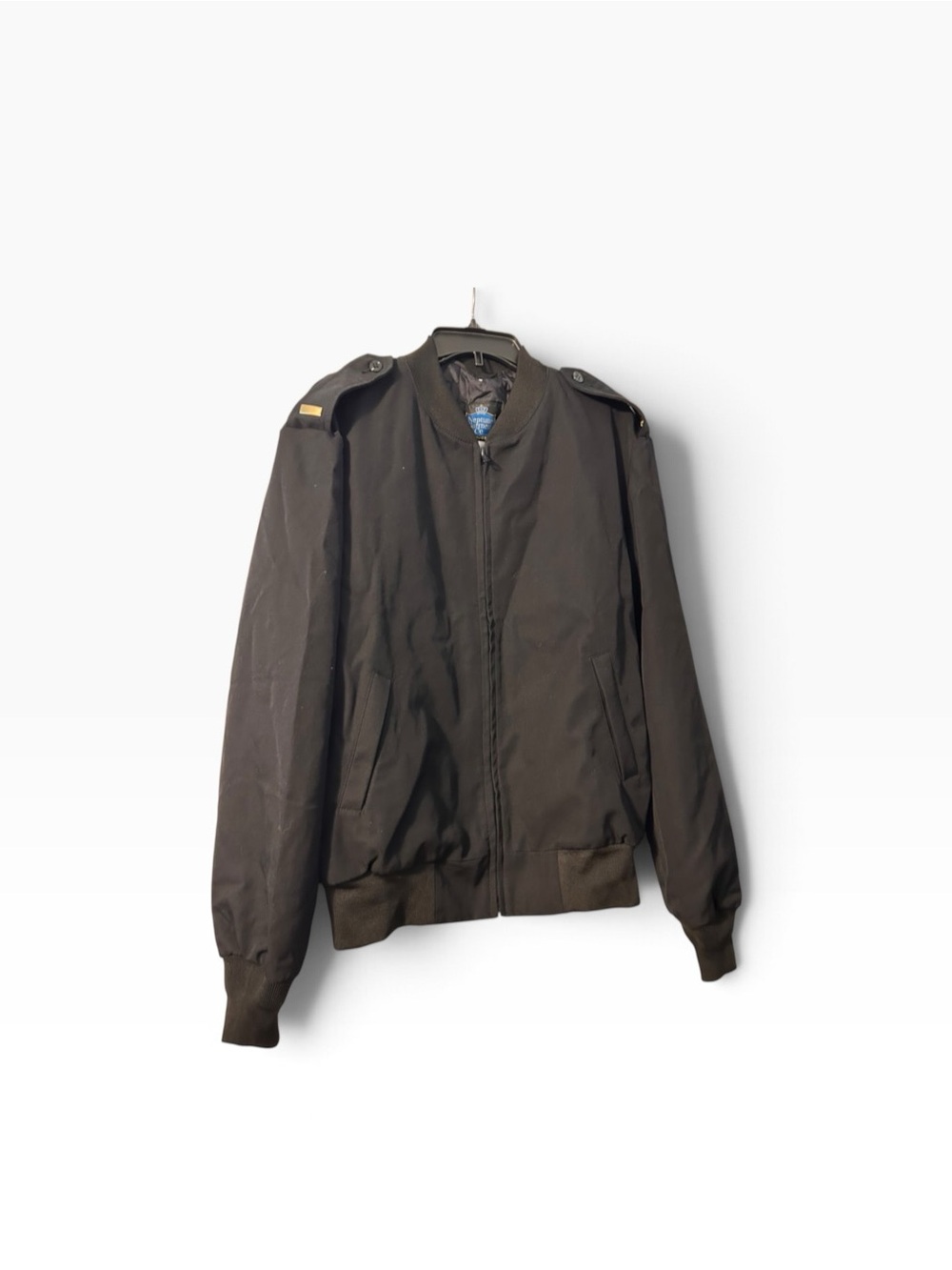 EUC Neptune Garment Co. black wool blend military bomber jacket Sz 42
